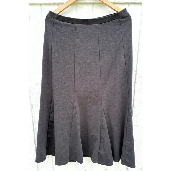 George Simonton Skirt Long Heather Gray Medium Stretch Knit Gored Maxi Preppy - Picture 2 of 5
